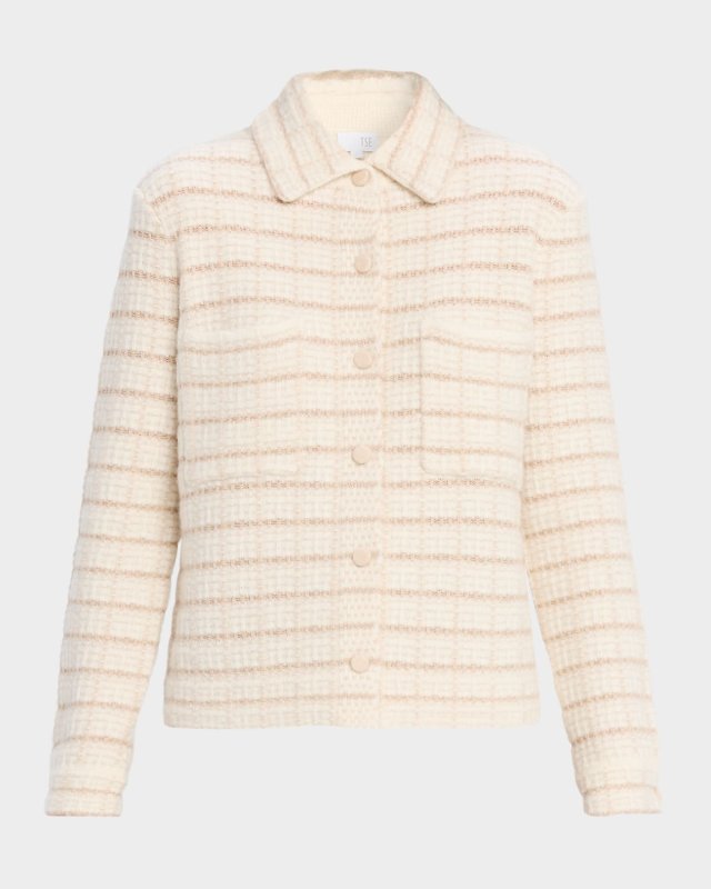 Button-Down Boxy Grid Jacket